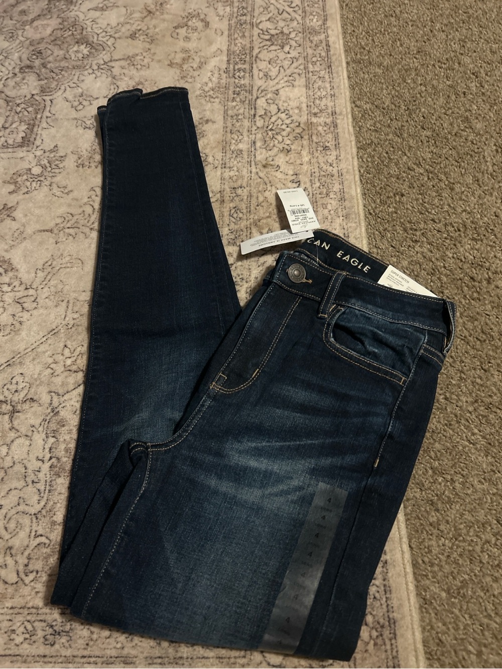 NWT American Eagle Hi-Rise Jegging Super Stretch Dark Wash Jeans Size 4 Long 27W
